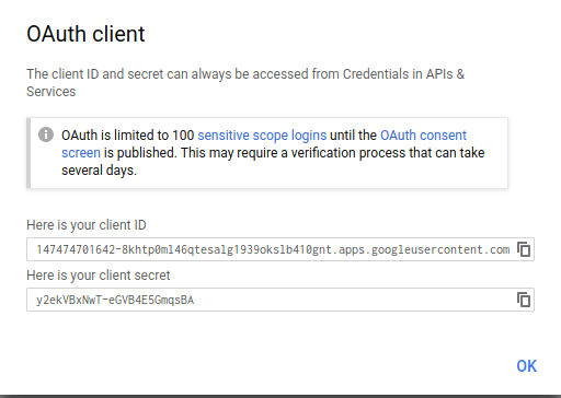 OAuth consent screen